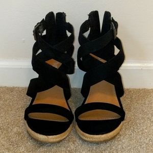 Black Strappy Wedges